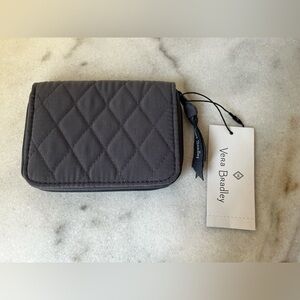 Vera Bradley RFID Small Zip-Around Wallet in Carbon Gray
